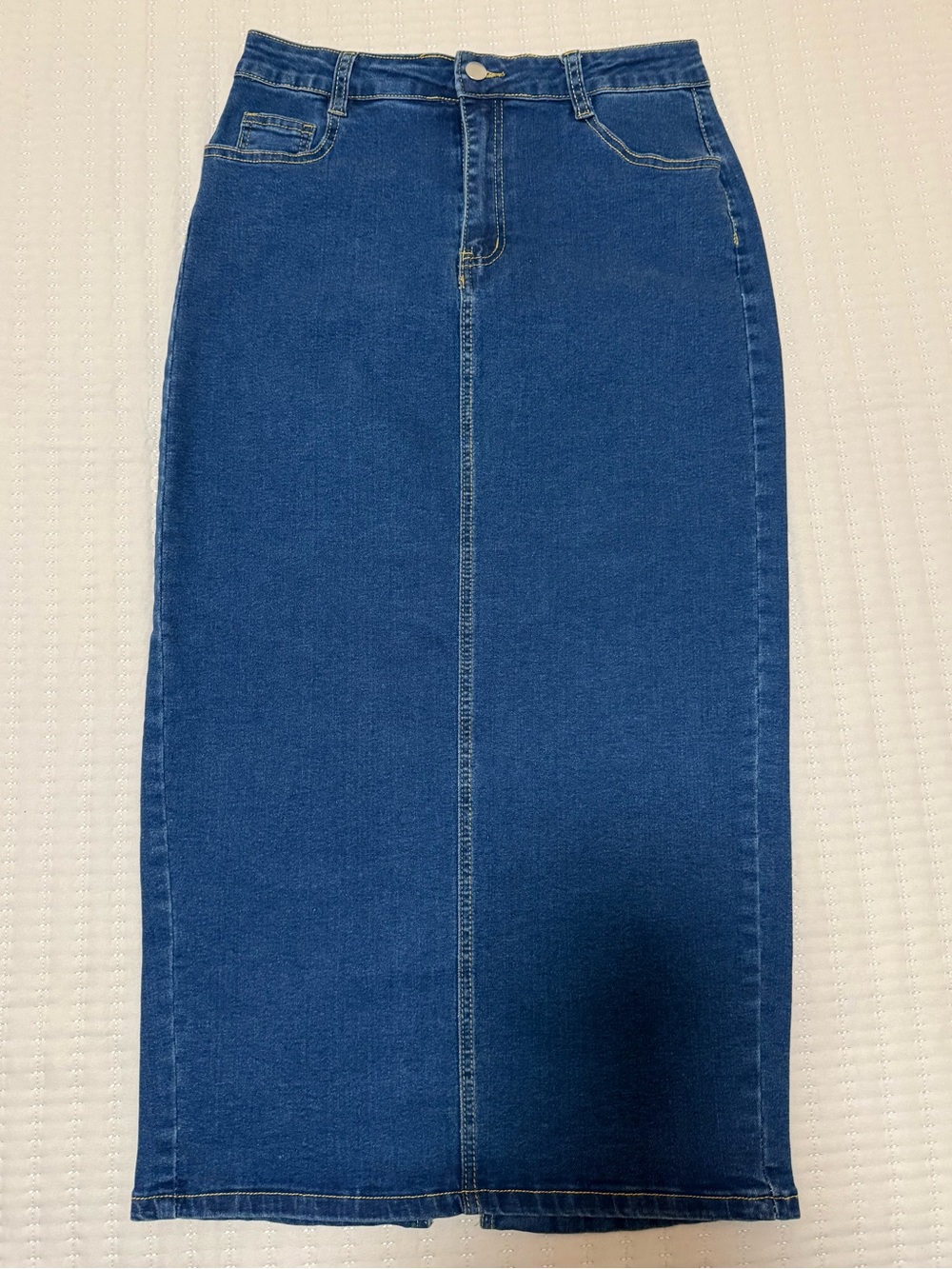 Classic High-Waist Blue Denim Skirt - Slim Pencil Style